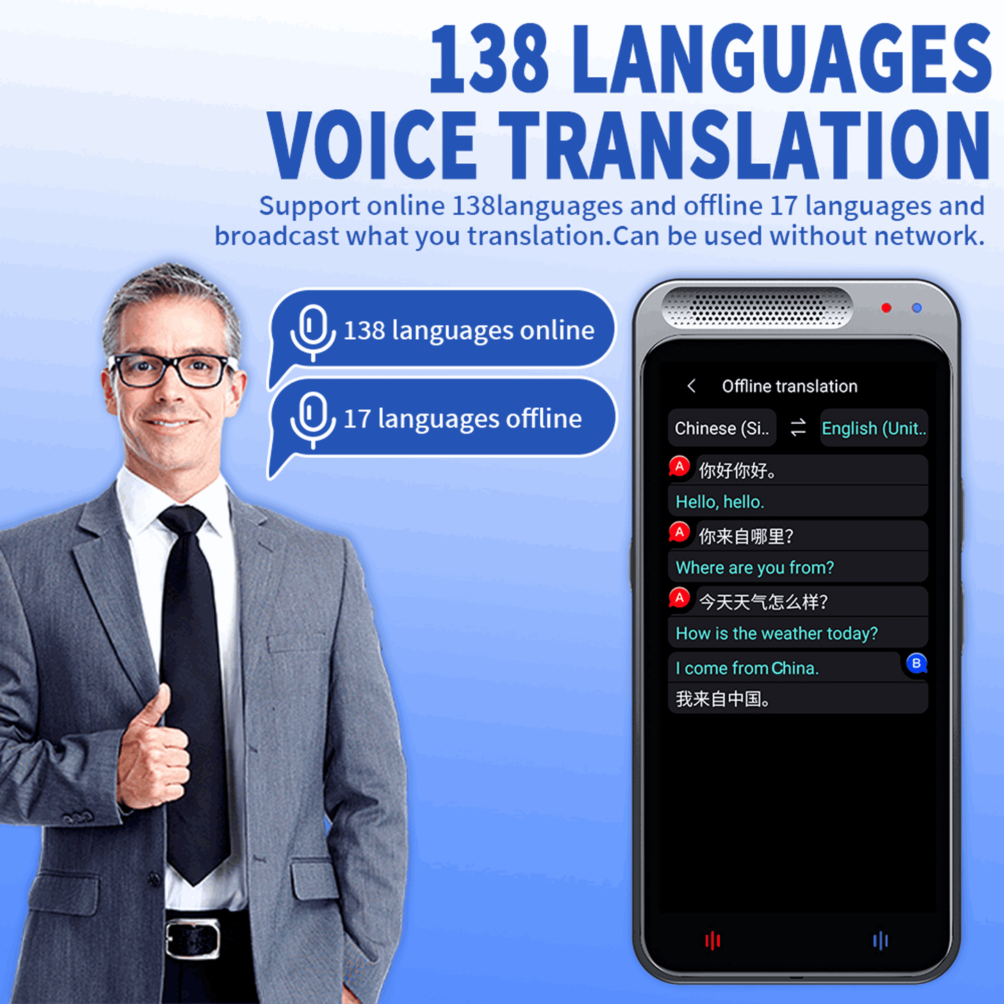 VORMOR ™ Traducteur Portable avec 138 Langues, Vocal Intelligent en Temps Réel
