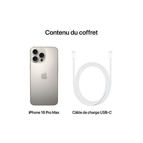 Apple iPhone 16 Pro Max - 6.9" - 8GB RAM + 256GB - Titane Naturel