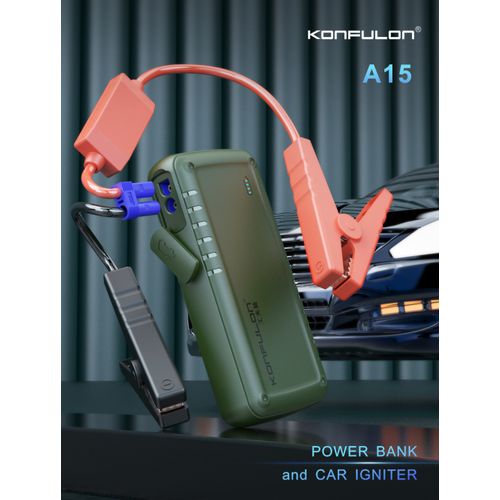 Konfulon Power Bank 9600mAh et Chargeur de Démarrage d'urgence avec Grande Capacité - Vert