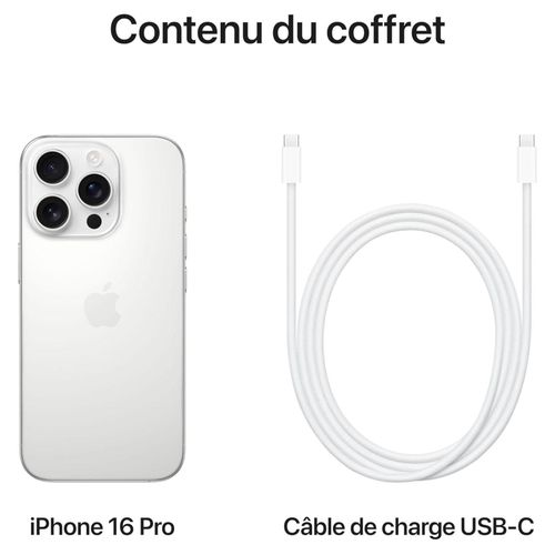 Apple iPhone 16 Pro – 6,3" – 256 Go – 8 Go RAM – Titane Blanc