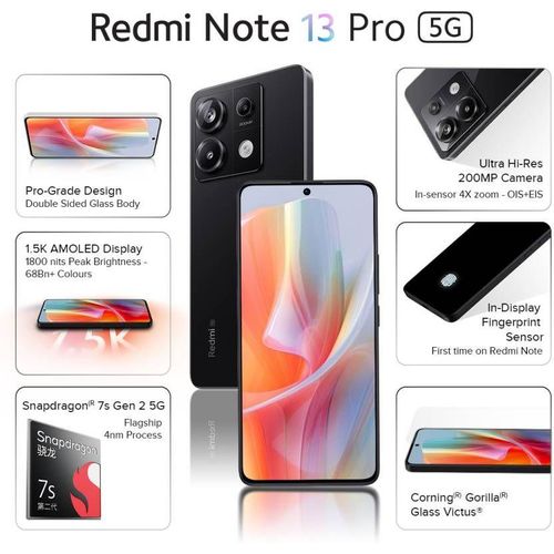 XIAOMI Redmi Note 13 PRO 5G – 8 Go RAM – 256 Go ROM – Snapdragon 7s Gen 2 – 200 MP –VIOLET