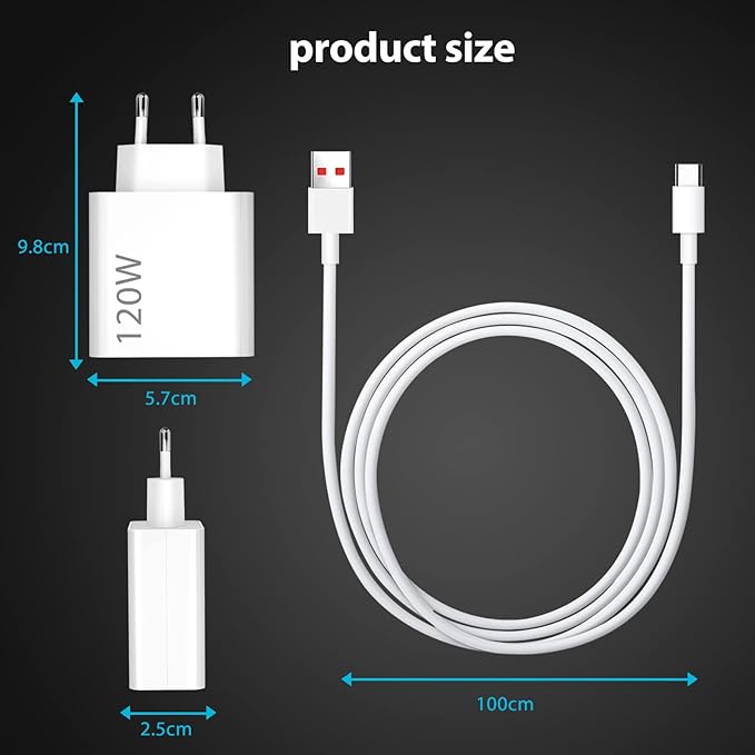 Chargeur adapté pour Mi 120W Rapide avec Câble USB type C