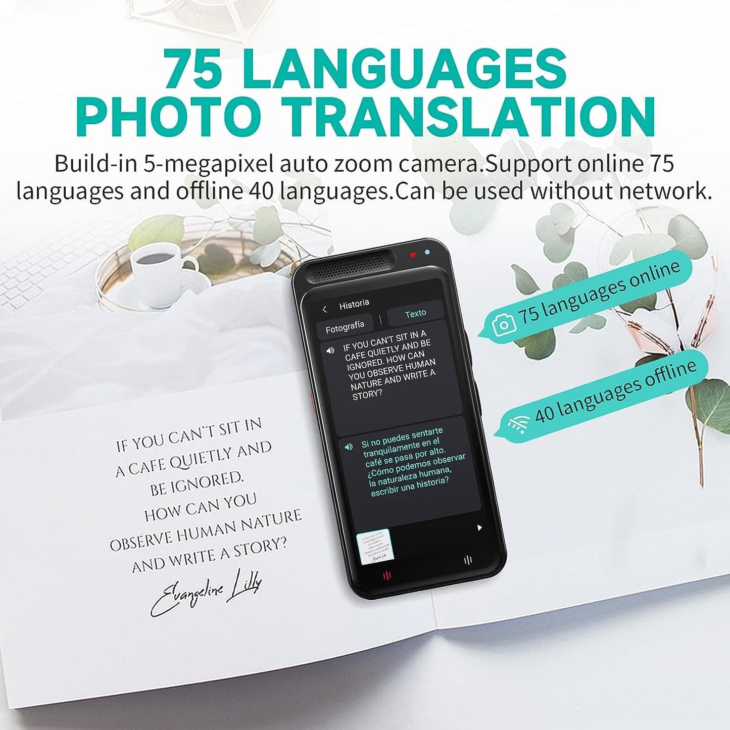 VORMOR ™ Traducteur Portable avec 138 Langues, Vocal Intelligent en Temps Réel