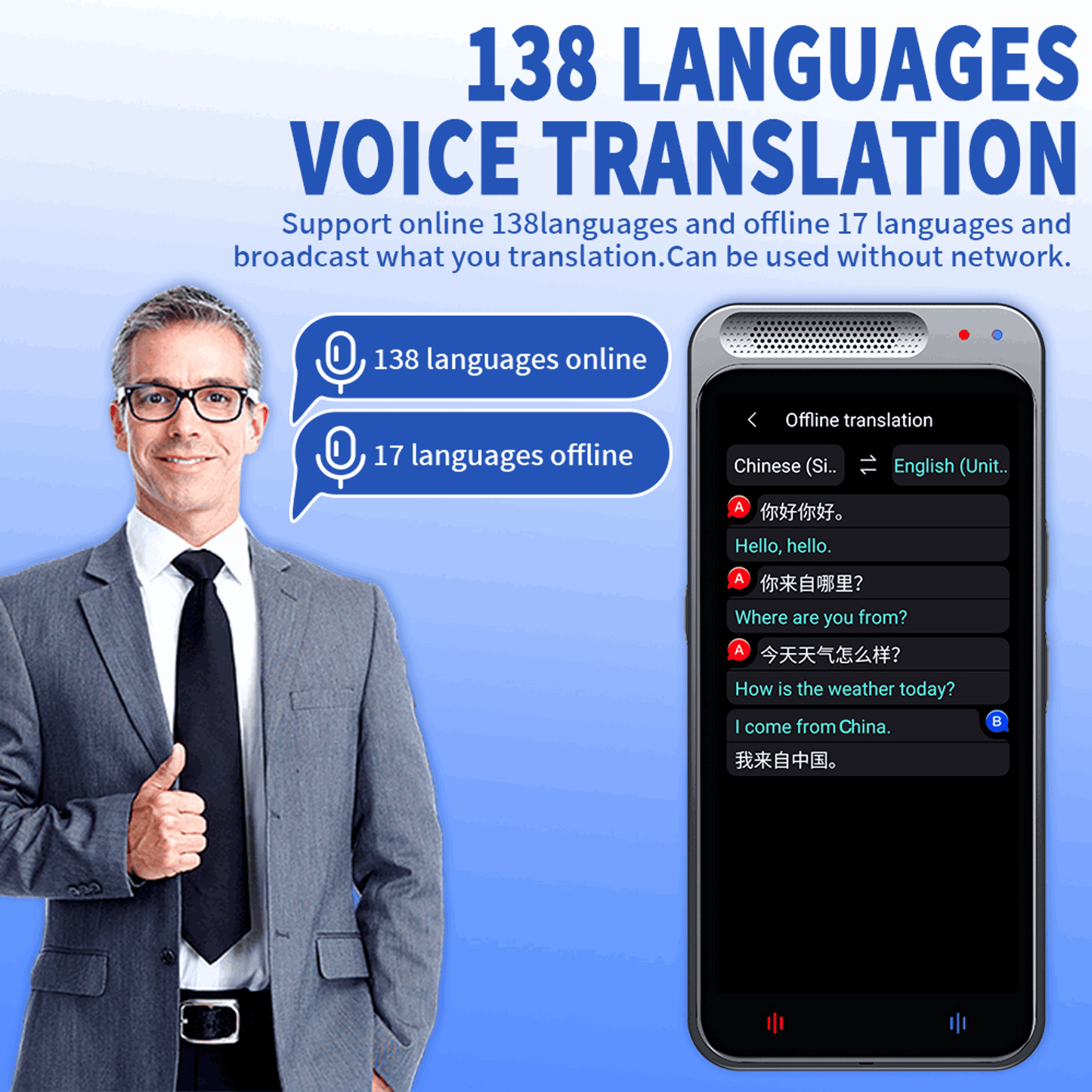 VORMOR ™ Traducteur Portable avec 138 Langues, Vocal Intelligent en Temps Réel