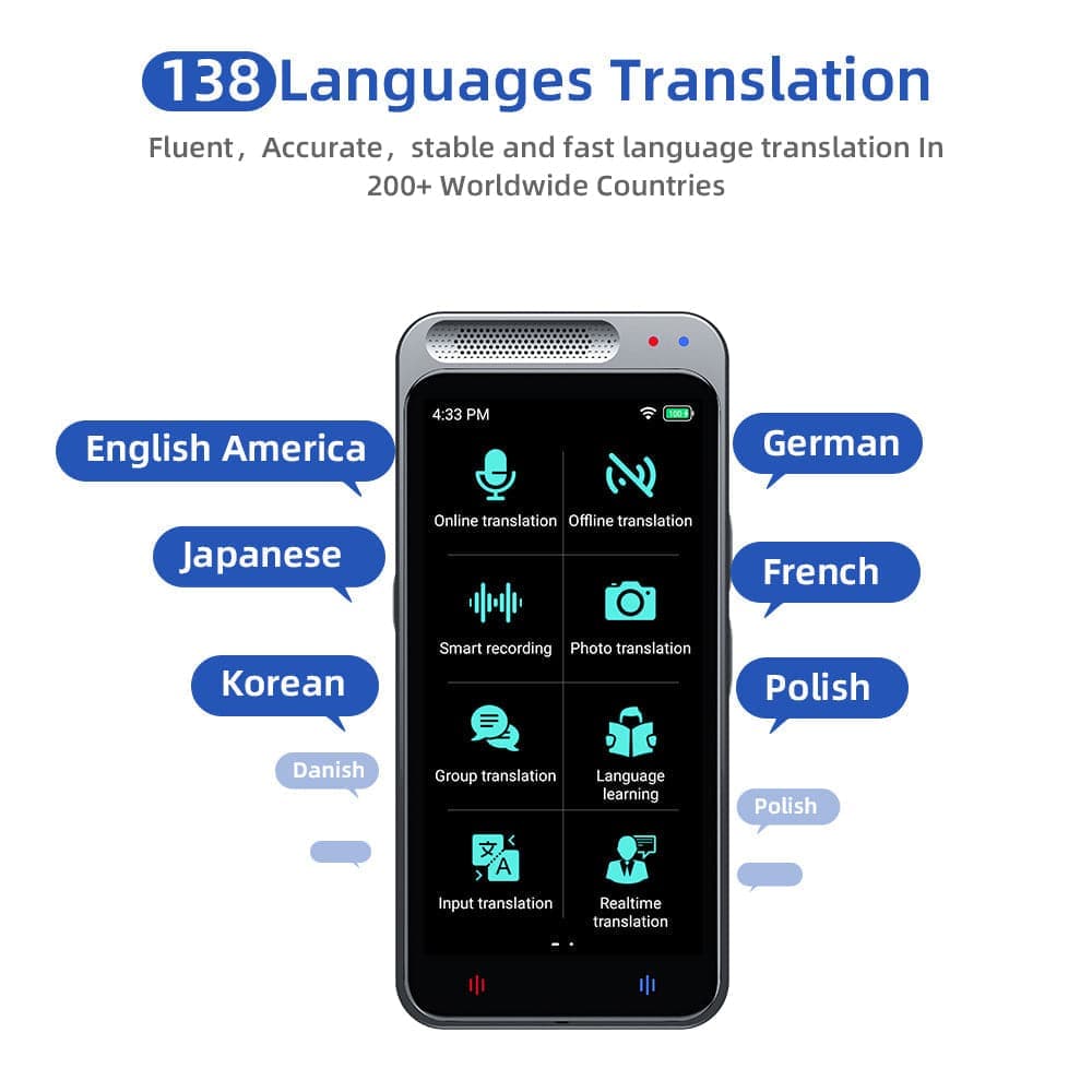 VORMOR ™ Traducteur Portable avec 138 Langues, Vocal Intelligent en Temps Réel